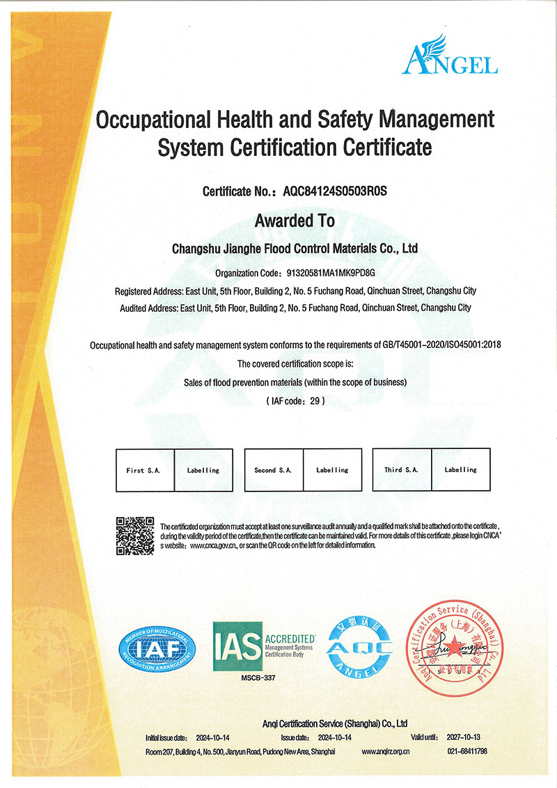ISO 45001 Occupational Health and Safety Management System Certificate